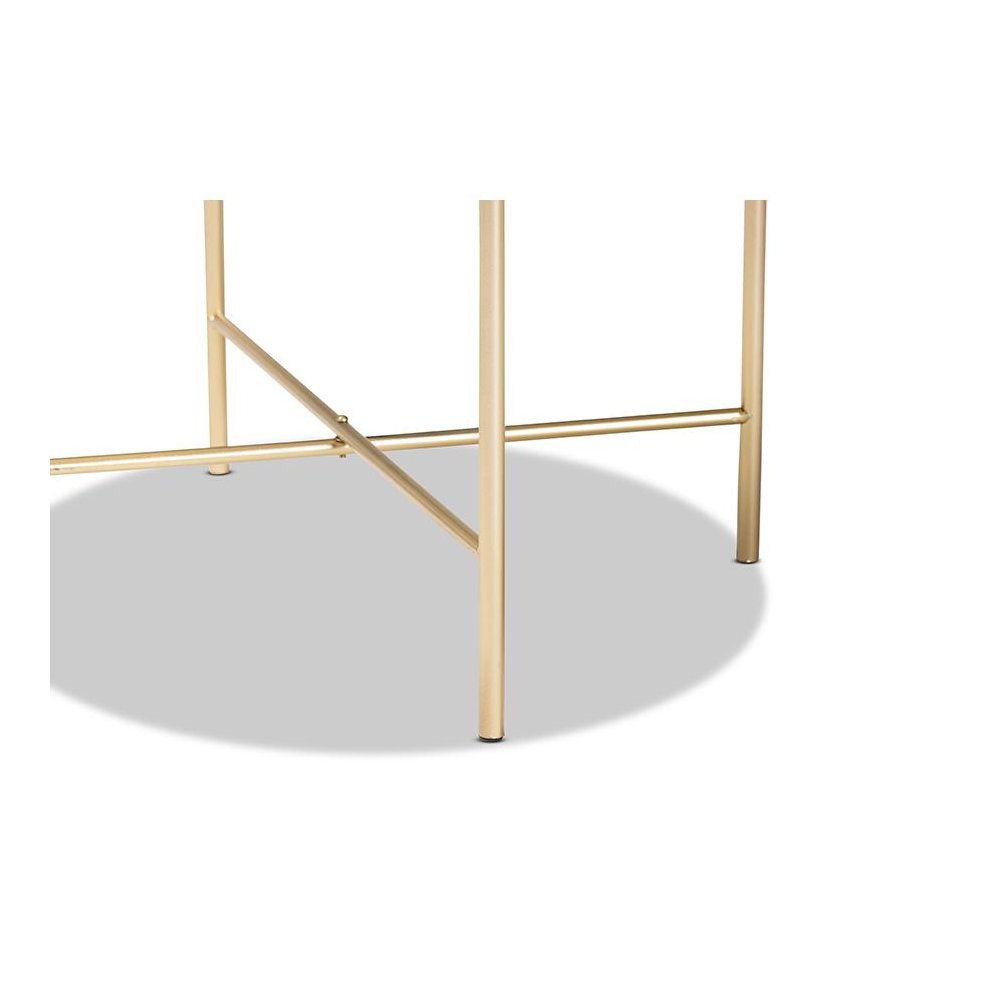 Gold Finished Metal End Table with Marble Tabletop