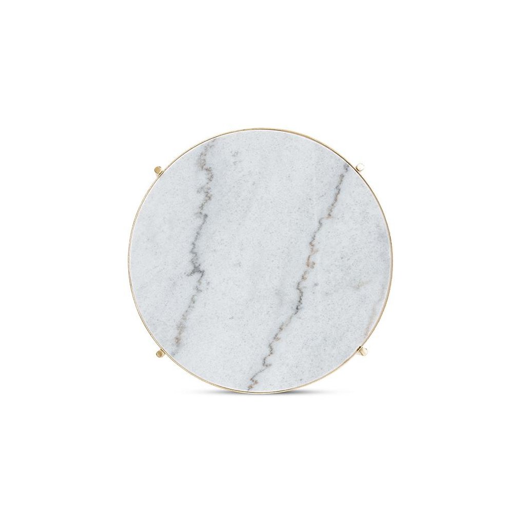 Gold Finished Metal End Table with Marble Tabletop