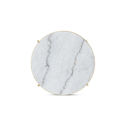 Gold Finished Metal End Table with Marble Tabletop