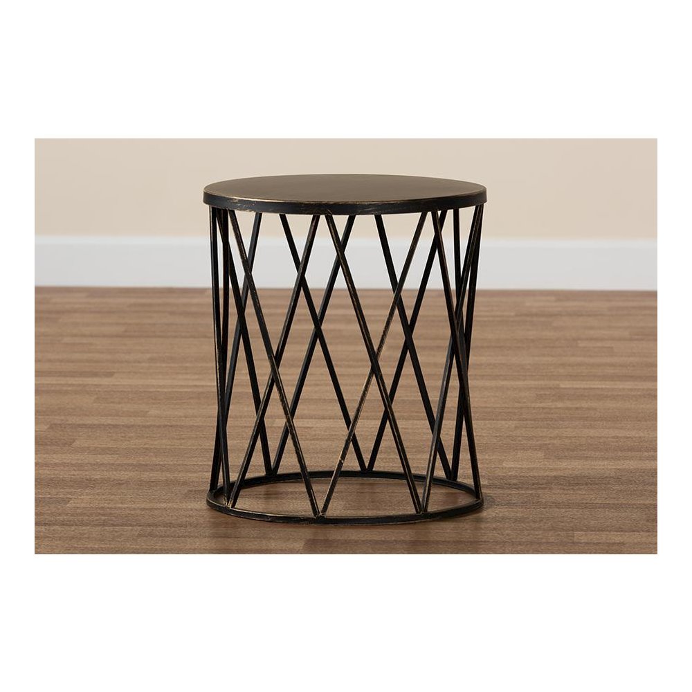 Baxton Studio Finnick Modern Industrial Antique Black finished Metal End Table