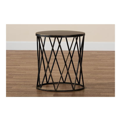 Baxton Studio Finnick Modern Industrial Antique Black finished Metal End Table