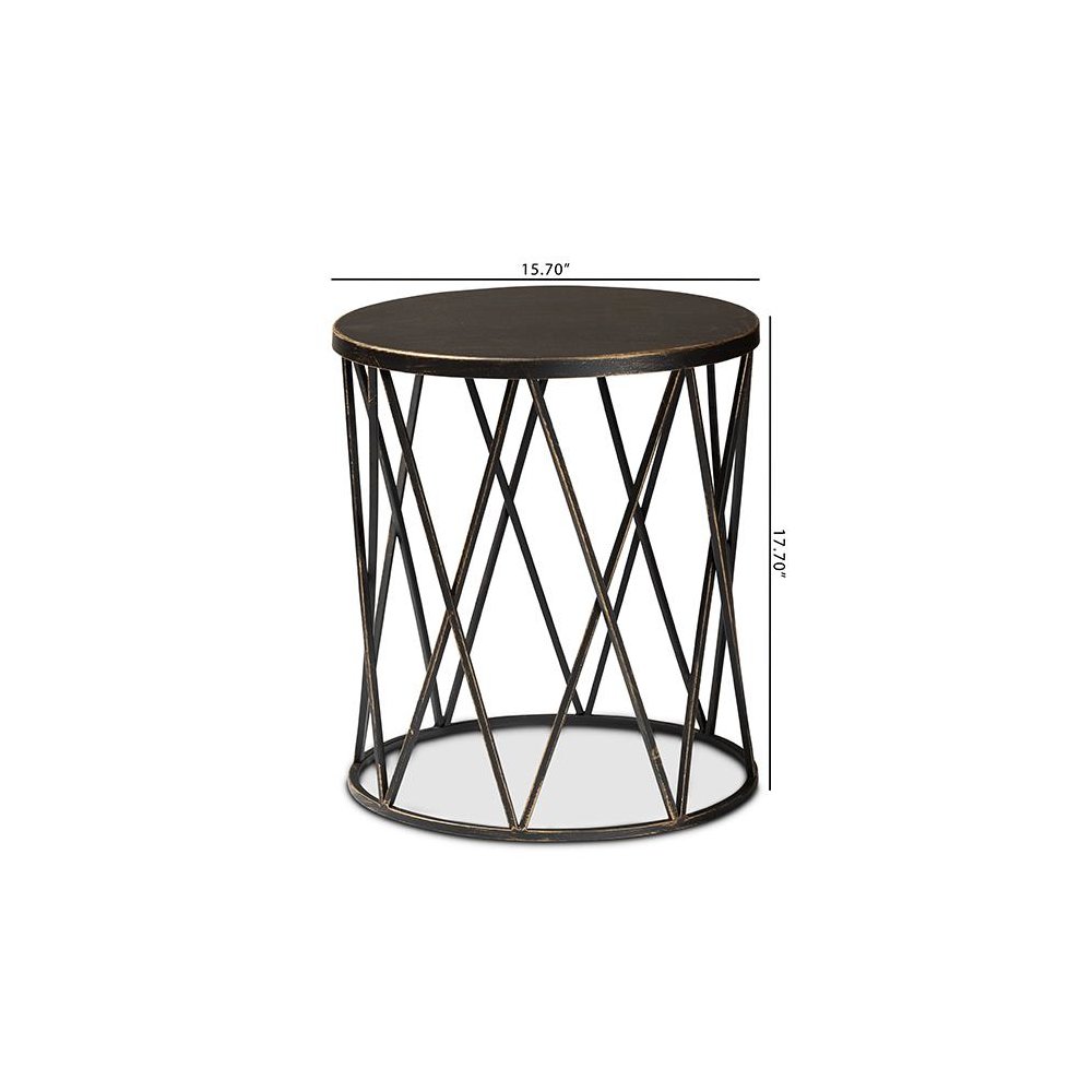 Baxton Studio Finnick Modern Industrial Antique Black finished Metal End Table