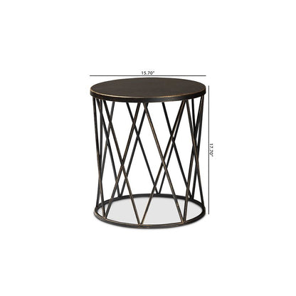 Baxton Studio Finnick Modern Industrial Antique Black finished Metal End Table