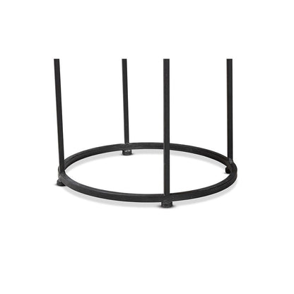 Multi-Colored Glass and Black Metal Outdoor Side Table