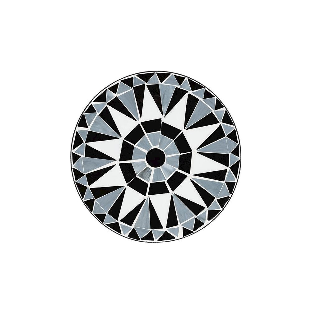 Multi-Colored Glass and Black Metal Outdoor Side Table