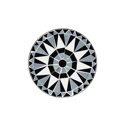 Multi-Colored Glass and Black Metal Outdoor Side Table
