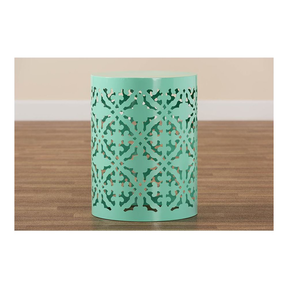 Jamila Modern and Contemporary Aqua Finished metal Outdoor Side Table
