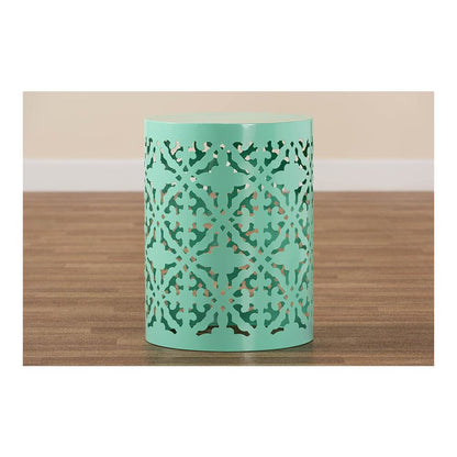 Jamila Modern and Contemporary Aqua Finished metal Outdoor Side Table