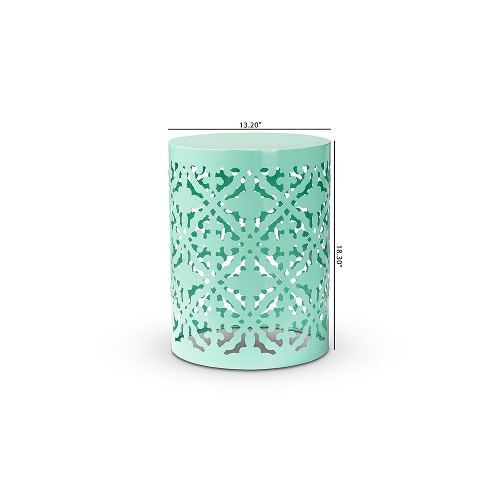 Jamila Modern and Contemporary Aqua Finished metal Outdoor Side Table