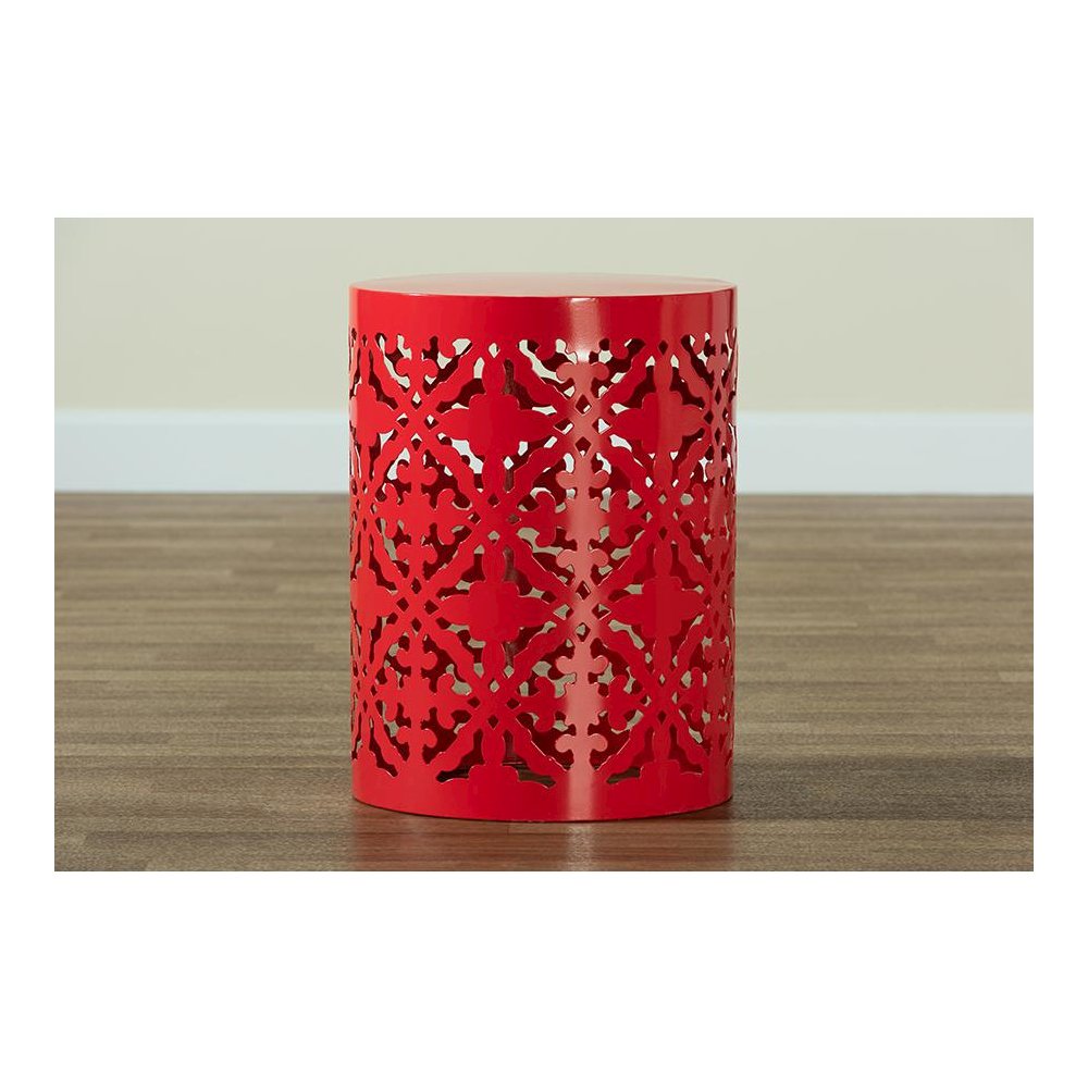 Jamila Modern and Contemporary Red Finished metal Outdoor Side Table
