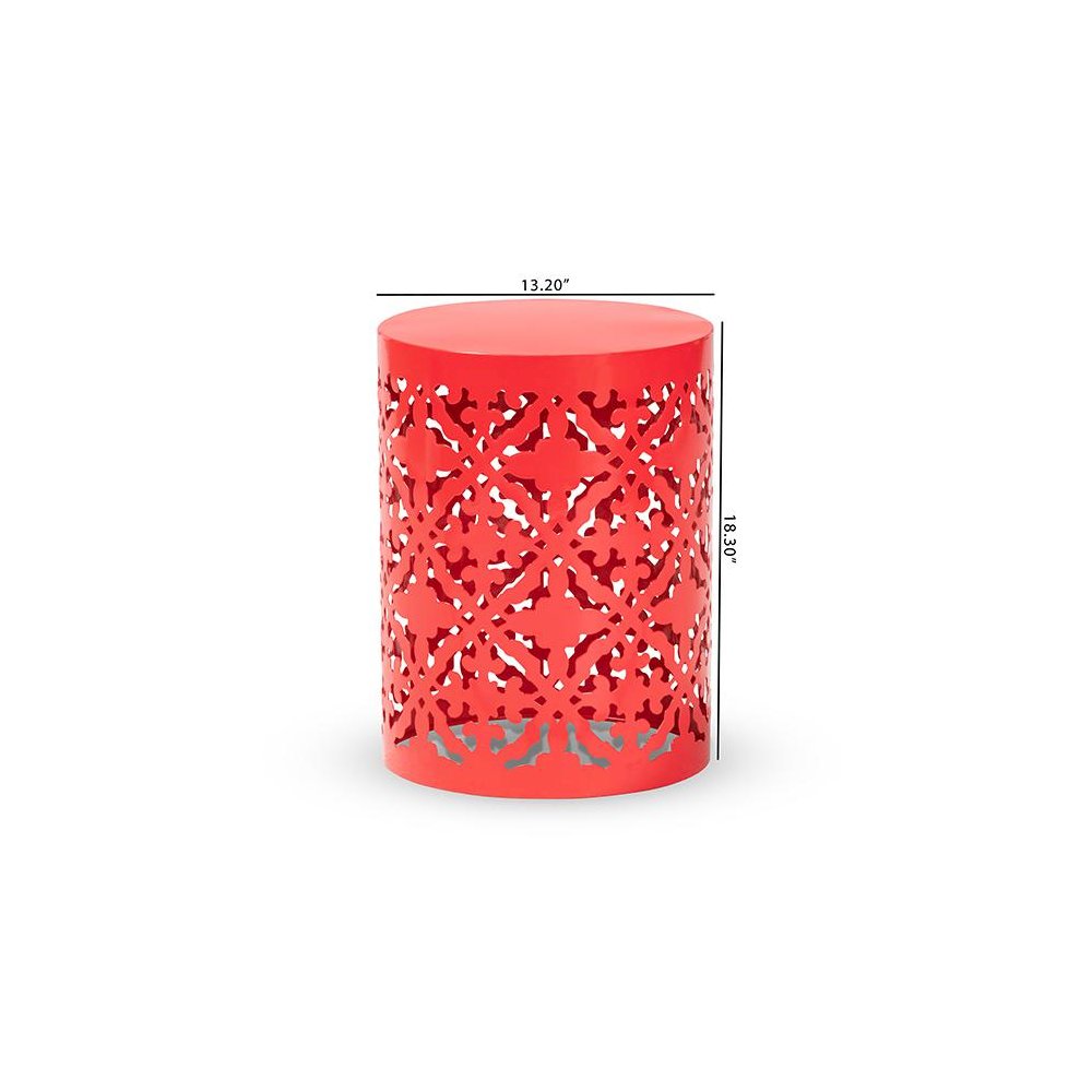 Jamila Modern and Contemporary Red Finished metal Outdoor Side Table