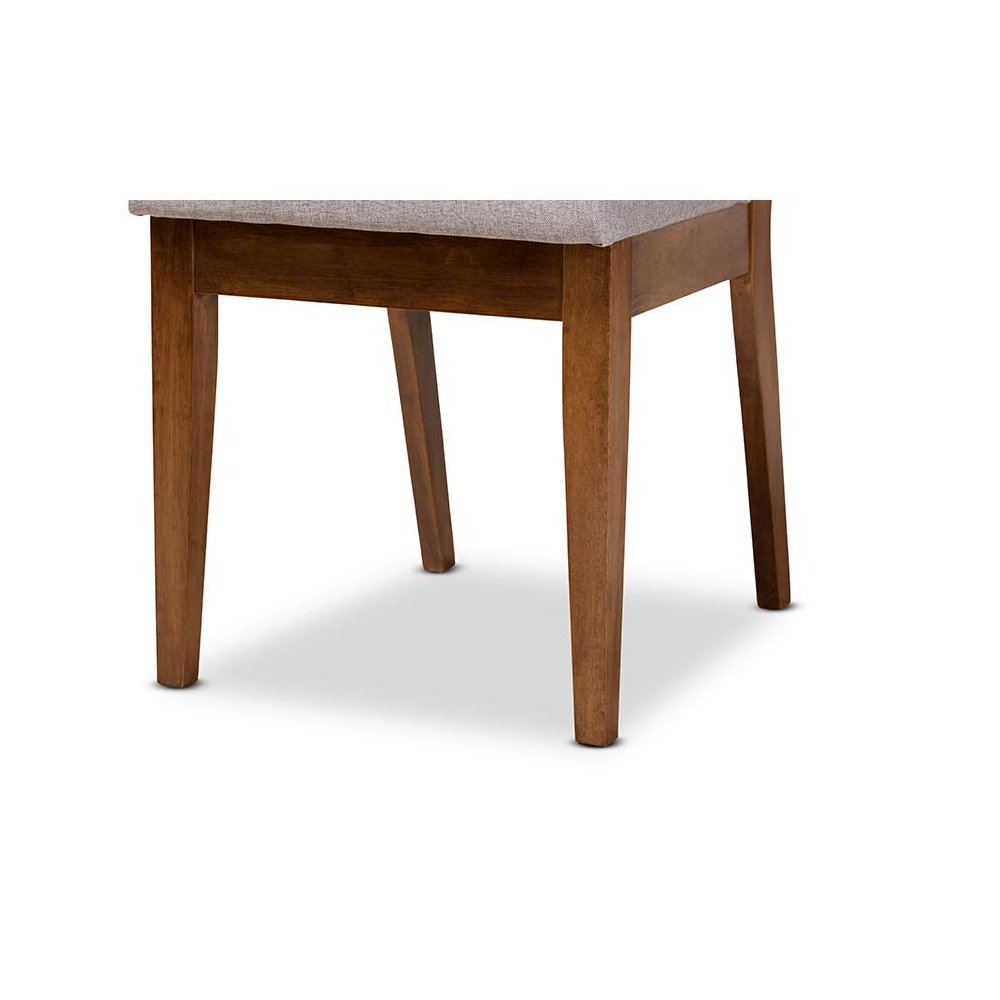 Grey Fabric Upholstered and Walnut Brown Finished Wood 7-Piece Dining Set