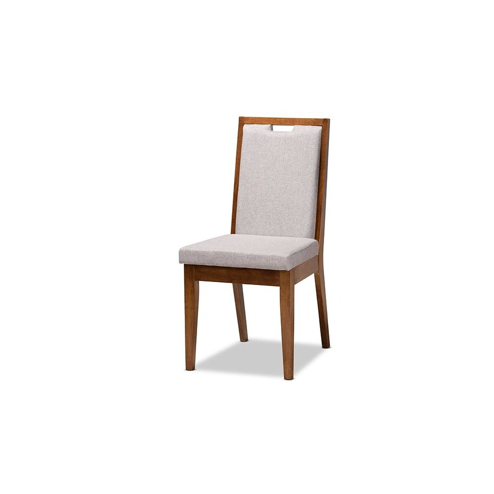 Grey Fabric Upholstered and Walnut Brown Finished Wood 5-Piece Dining Set