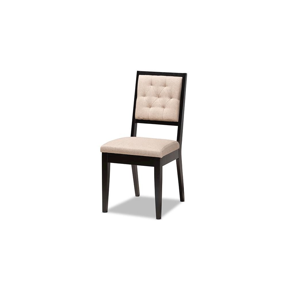 Sand Fabric Upholstered and Dark Brown Finished Wood 5-Piece Dining Set