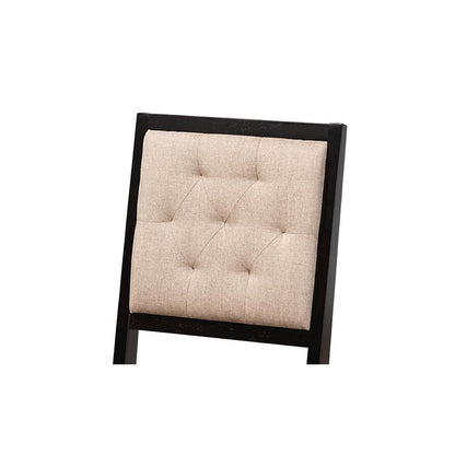 Sand Fabric Upholstered and Dark Brown Finished Wood 5-Piece Dining Set