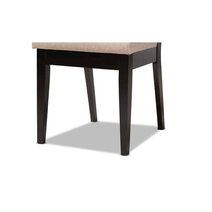 Sand Fabric Upholstered and Dark Brown Finished Wood 5-Piece Dining Set