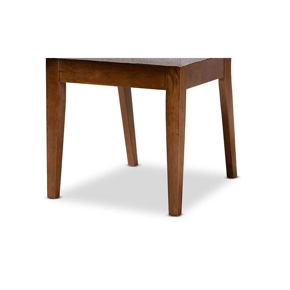Grey Fabric Upholstered and Walnut Brown Finished Wood 5-Piece Dining Set