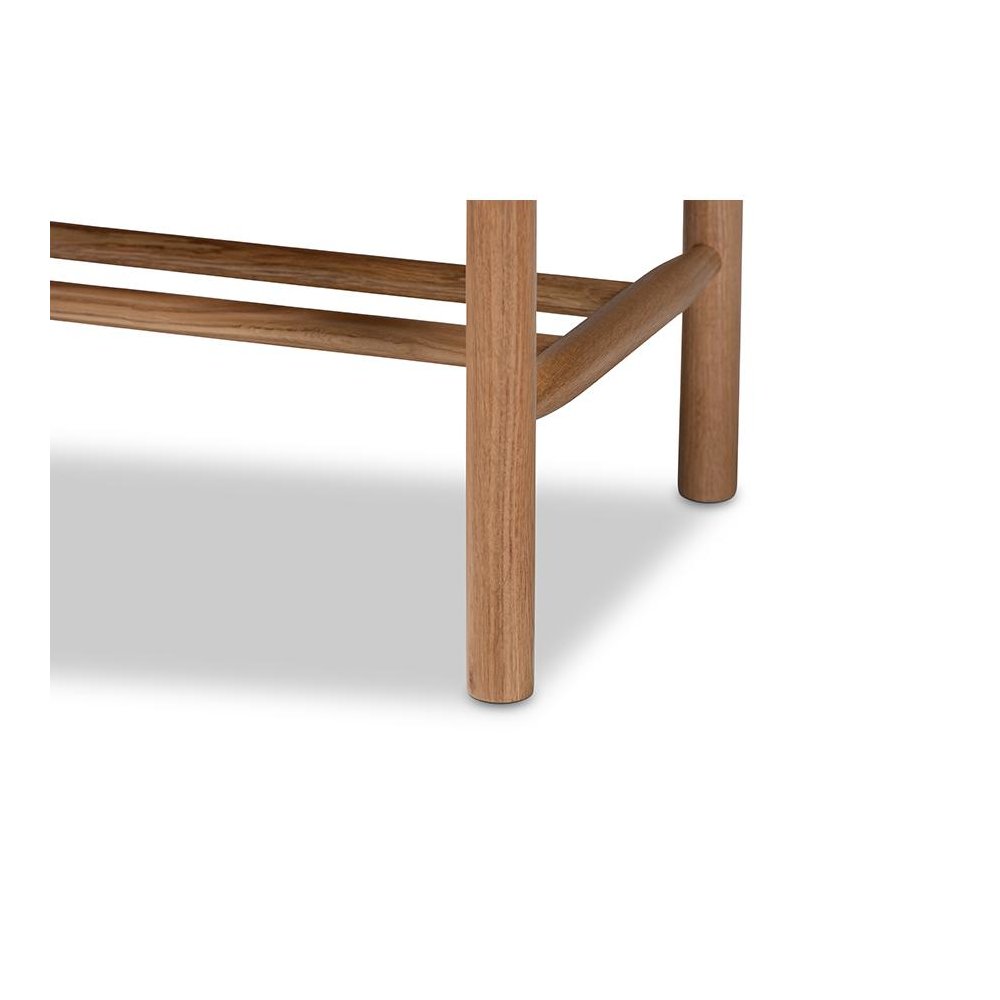 Saura Mid-Century Modern Oak Brown Finished Wood and Hemp Dining Bench