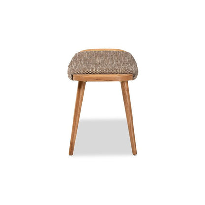 Modern Light Brown Fabric Upholstered and Oak Brown Finished Wood Accent Bench