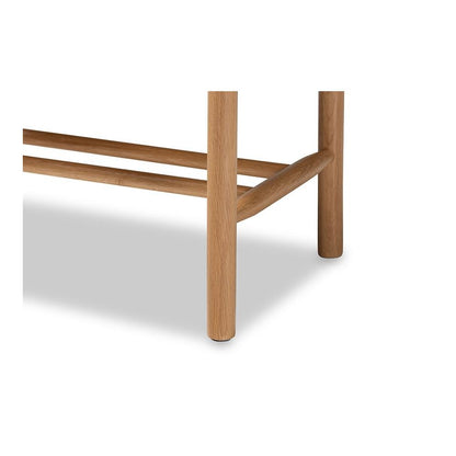 Saura Mid-Century Modern Oak Brown Finished Wood and Hemp Accent Bench