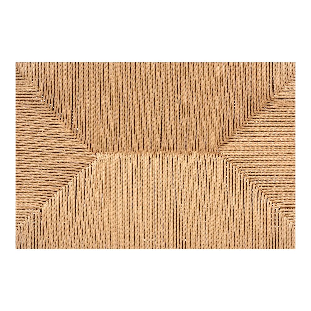 Saura Mid-Century Modern Oak Brown Finished Wood and Hemp Accent Bench