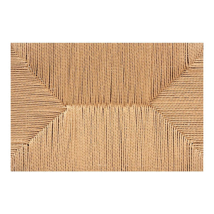 Saura Mid-Century Modern Oak Brown Finished Wood and Hemp Accent Bench