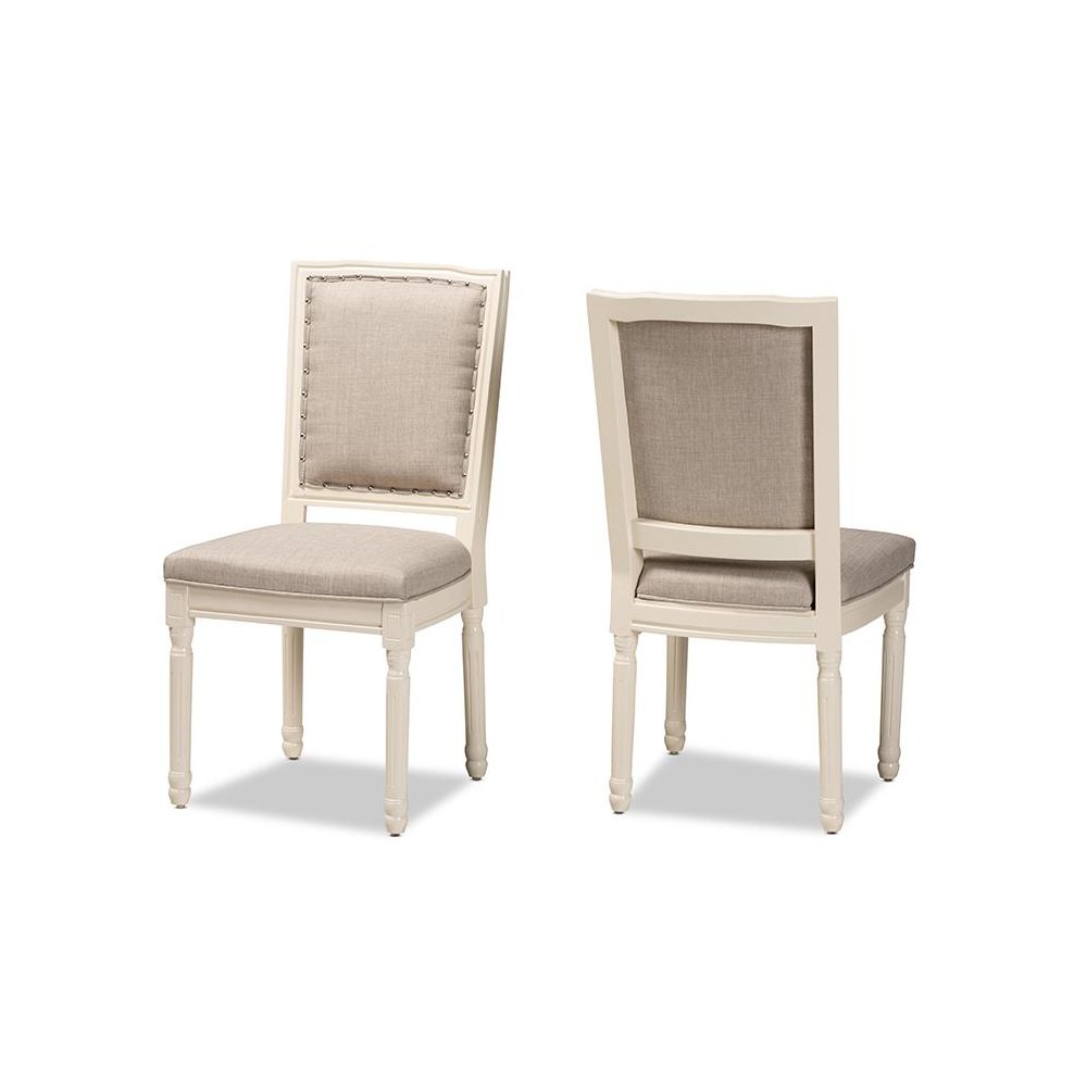 White Finished Wood 2-Piece Dining Chair Set