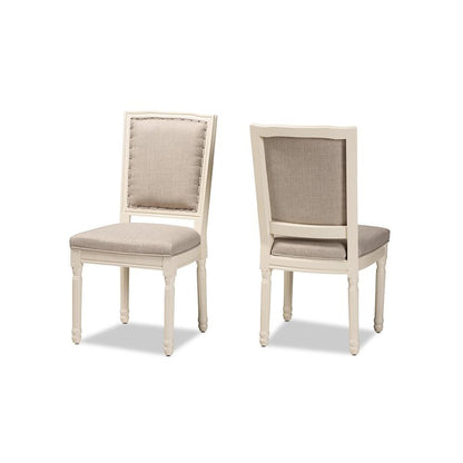 White Finished Wood 2-Piece Dining Chair Set