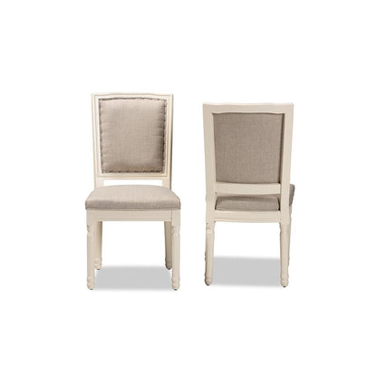 White Finished Wood 2-Piece Dining Chair Set