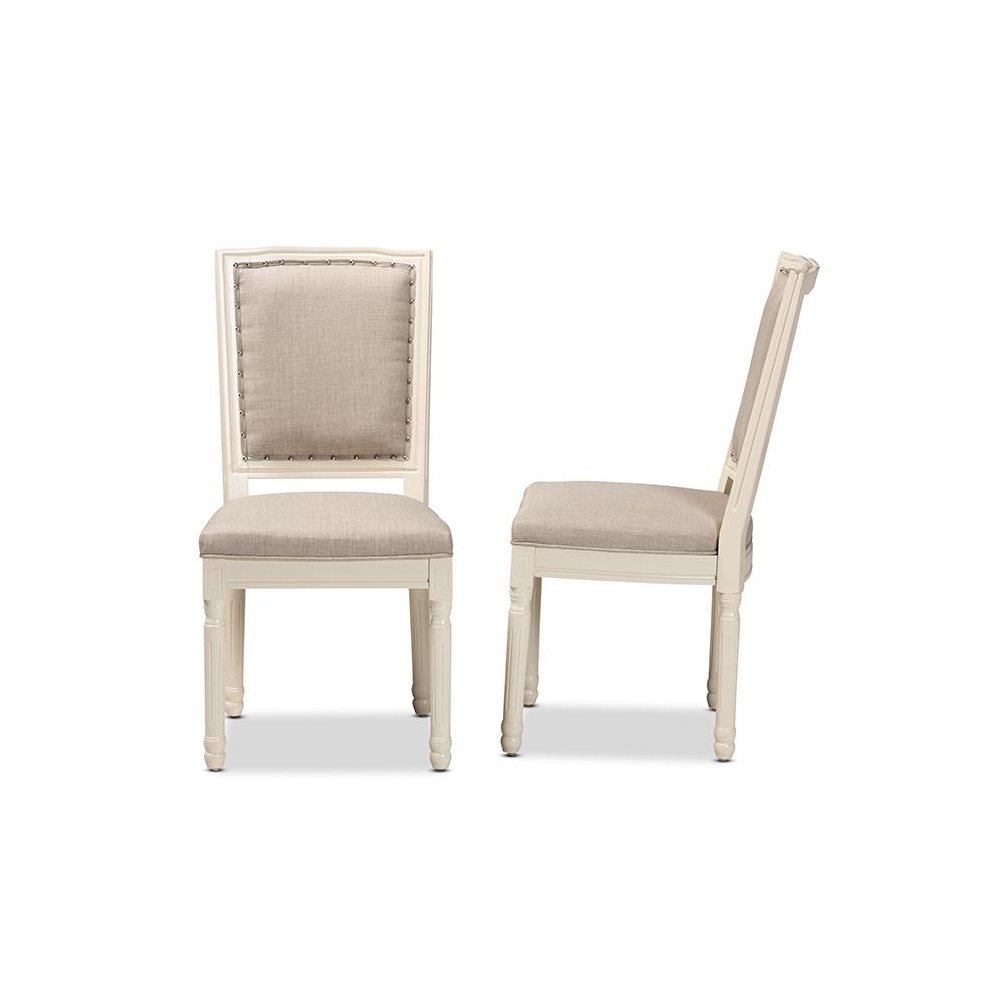 White Finished Wood 2-Piece Dining Chair Set