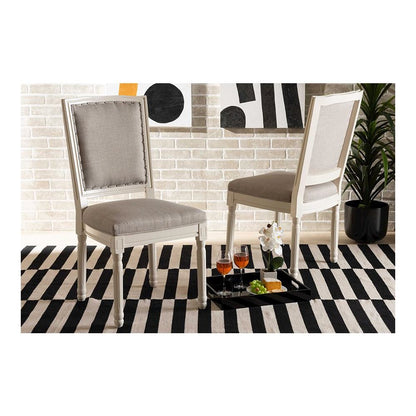White Finished Wood 2-Piece Dining Chair Set