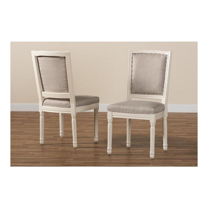 White Finished Wood 2-Piece Dining Chair Set
