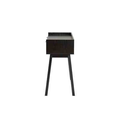 Two-Tone Espresso Brown and Natural Brown Finished Wood 2-Drawer Console Table