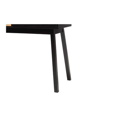 Two-Tone Espresso Brown and Natural Brown Finished Wood 2-Drawer Console Table