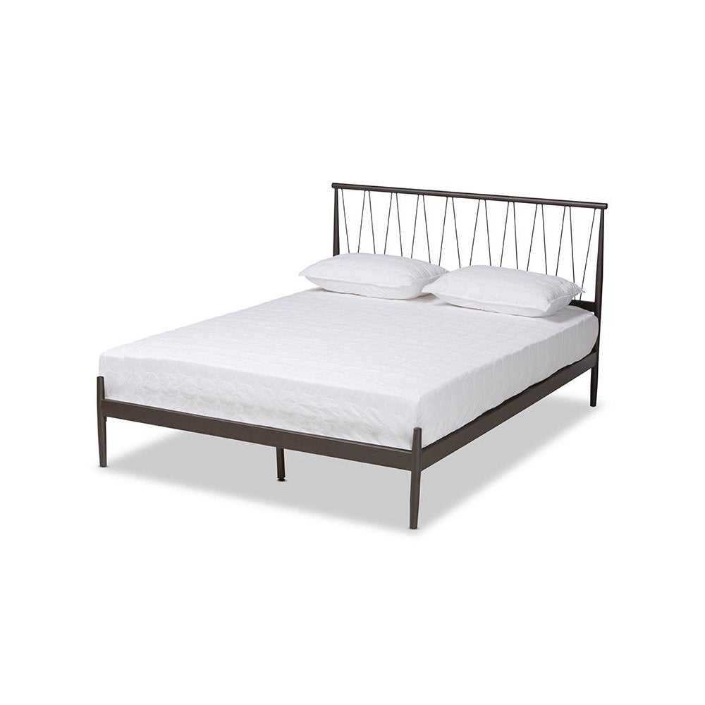 Samir Modern Industrial Black Bronze Finished Metal Full Size Platform Bed