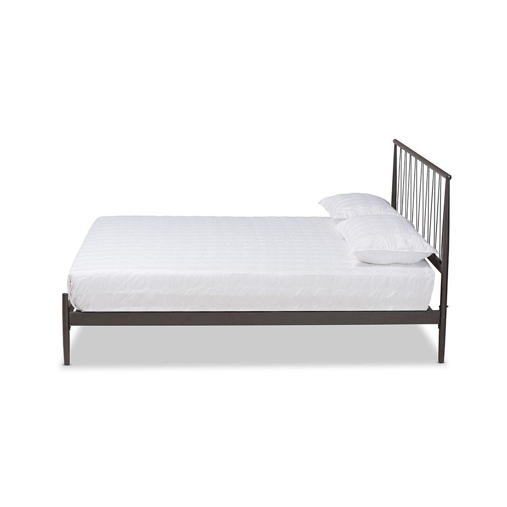 Samir Modern Industrial Black Bronze Finished Metal Full Size Platform Bed