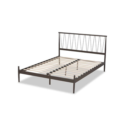 Samir Modern Industrial Black Bronze Finished Metal Full Size Platform Bed