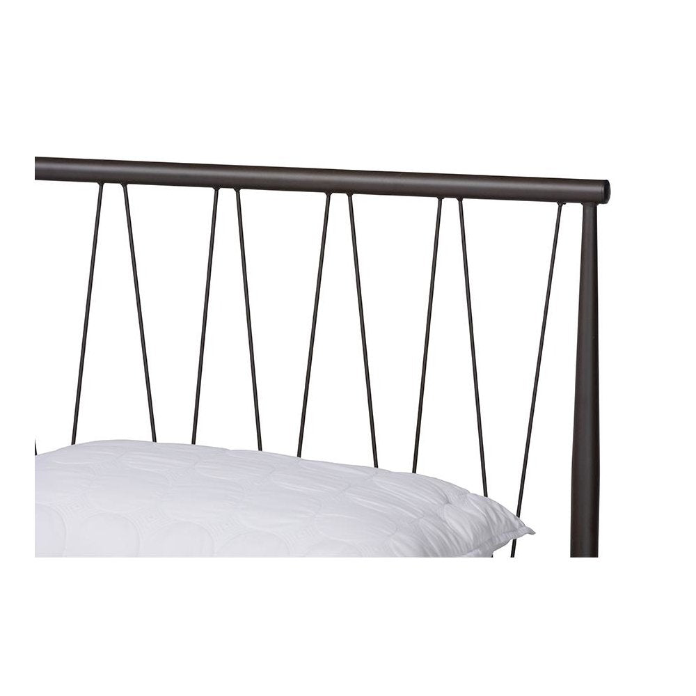 Samir Modern Industrial Black Bronze Finished Metal Full Size Platform Bed