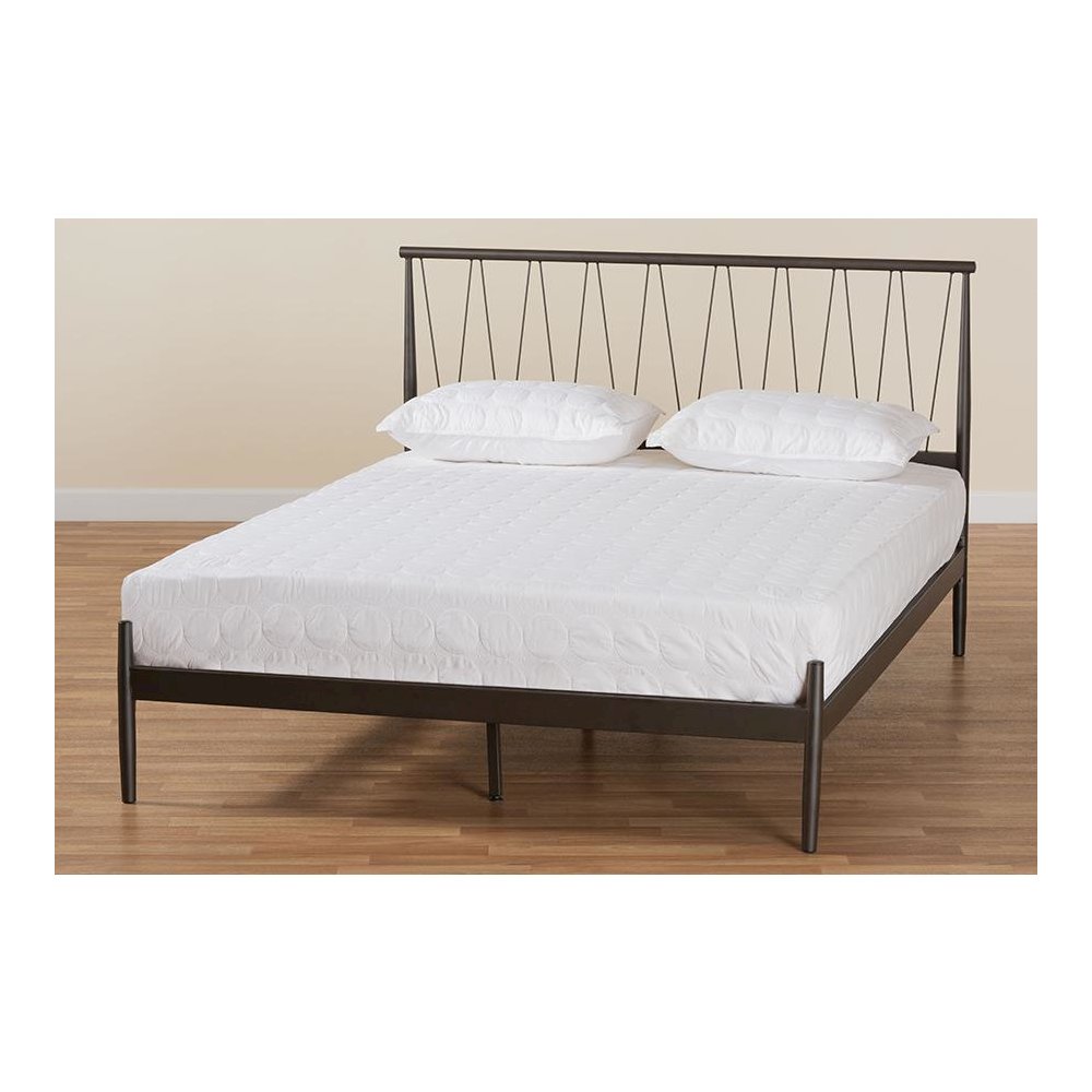 Samir Modern Industrial Black Bronze Finished Metal Full Size Platform Bed