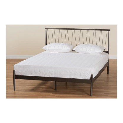 Samir Modern Industrial Black Bronze Finished Metal Full Size Platform Bed