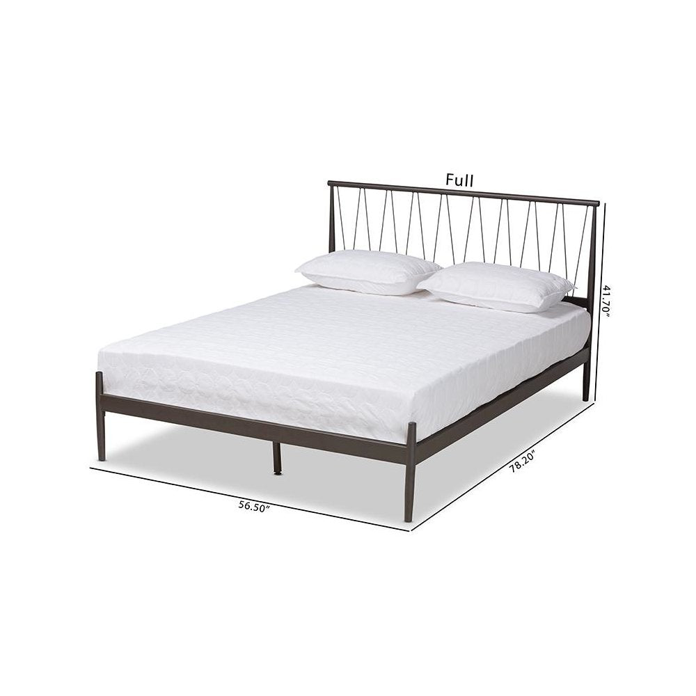 Samir Modern Industrial Black Bronze Finished Metal Full Size Platform Bed