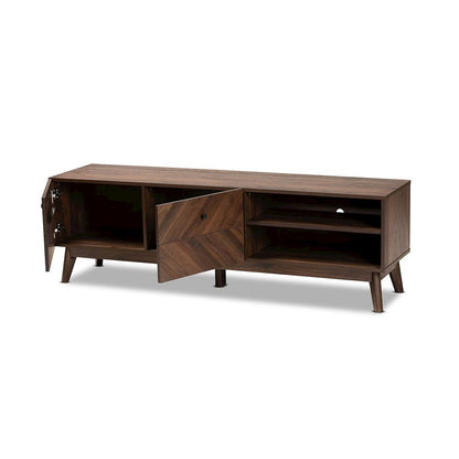 Baxton Studio Hartman Mid-Century Modern Walnut Brown Finished Wood TV Stand