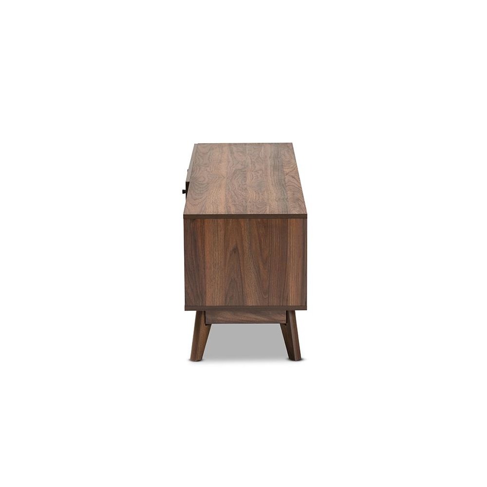 Baxton Studio Hartman Mid-Century Modern Walnut Brown Finished Wood TV Stand