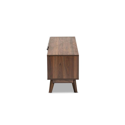 Baxton Studio Hartman Mid-Century Modern Walnut Brown Finished Wood TV Stand