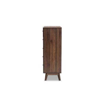 Hartman Mid-Century Modern Walnut Brown Finished Wood 5-Drawer Storage Chest