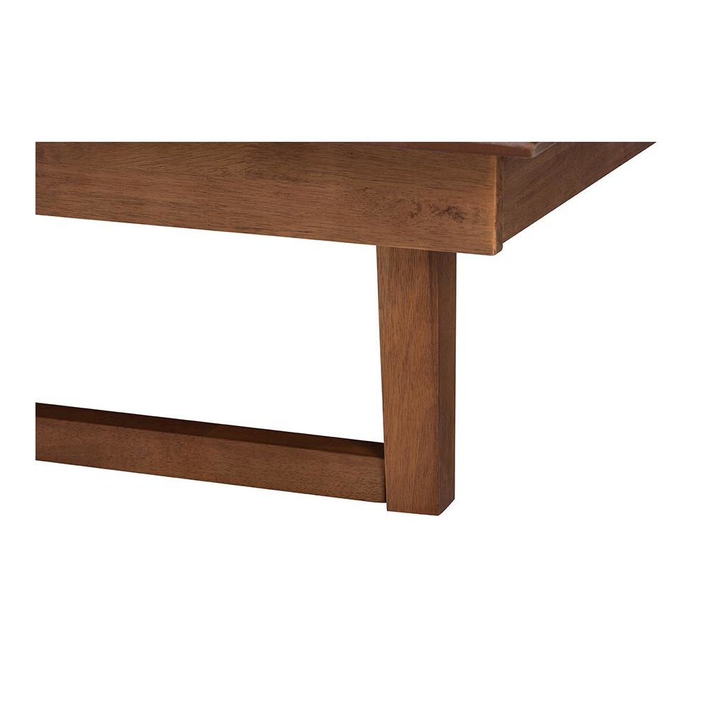 Aveena Mid-Century Modern Walnut Brown Finished Wood Queen Size Platform Bed