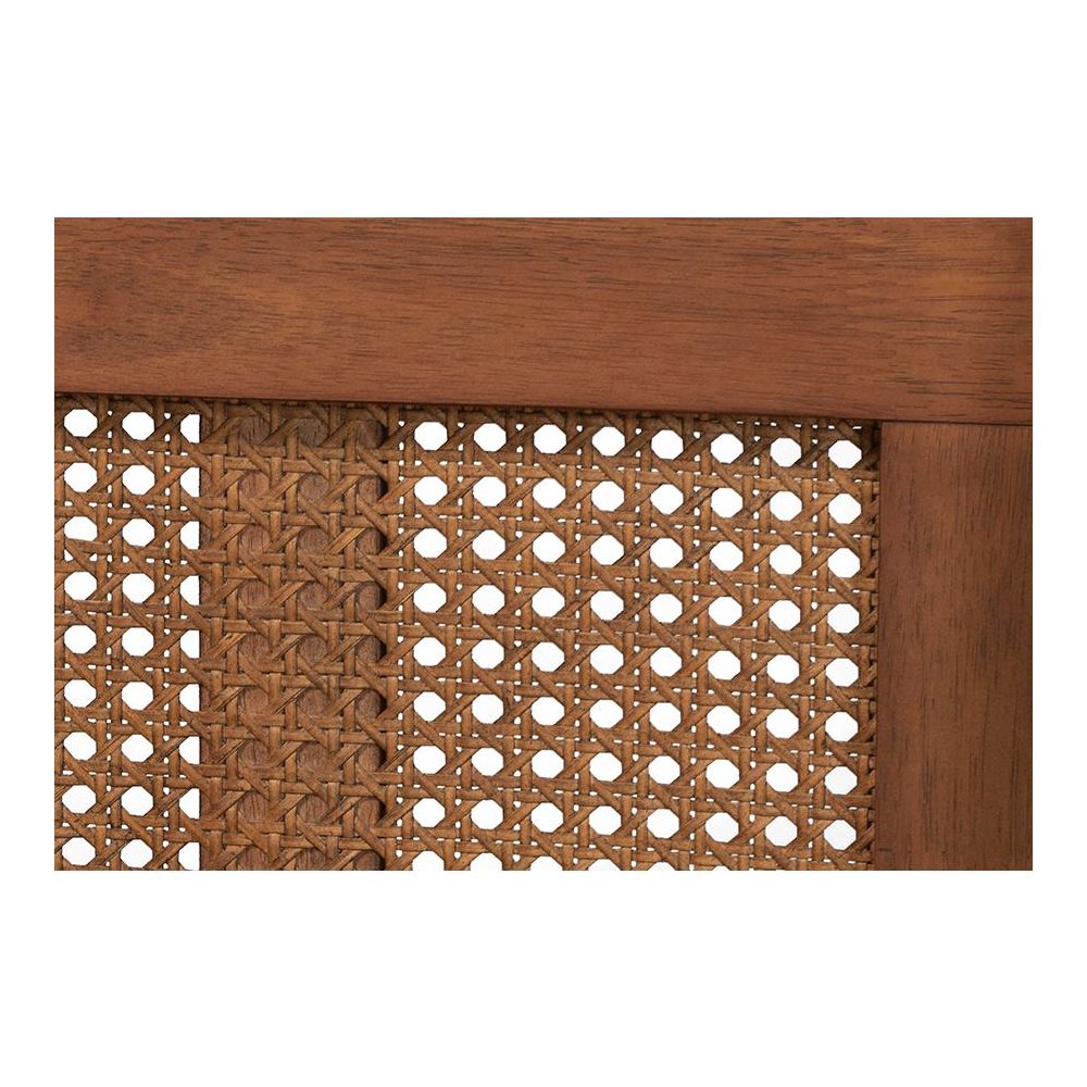 Aveena Mid-Century Modern Walnut Brown Finished Wood Queen Size Platform Bed
