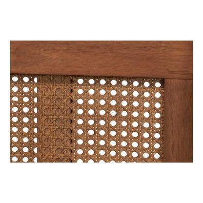 Aveena Mid-Century Modern Walnut Brown Finished Wood Queen Size Platform Bed