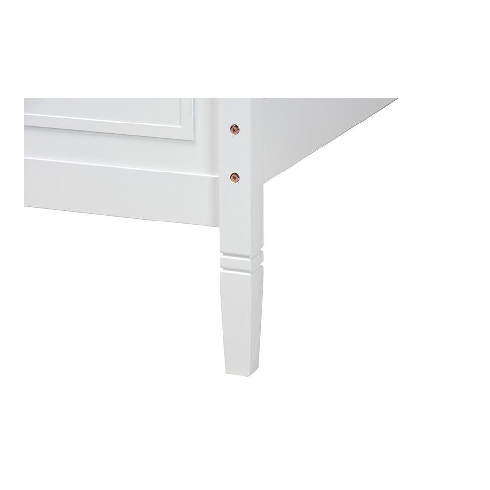 Mariana Classic and Traditional White Finished Wood Queen Size Platform Bed
