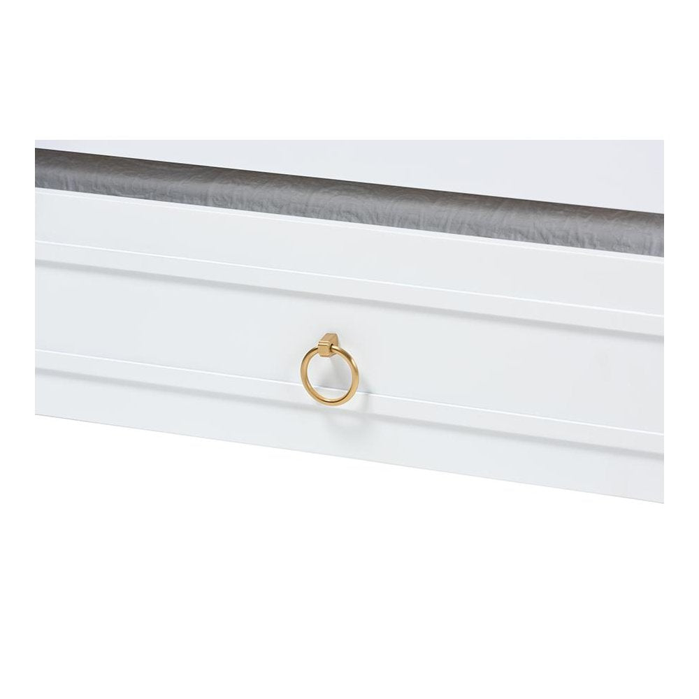 Traditional White Finished Wood Full Size Daybed with Twin Size trundle